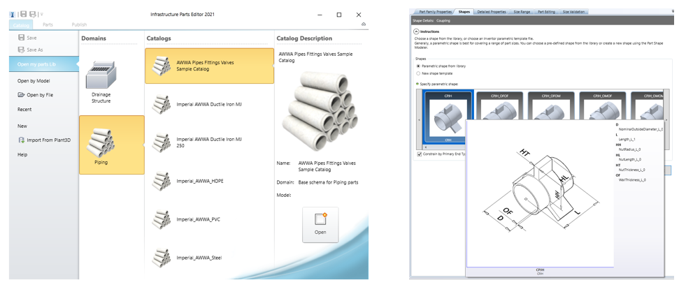 Разработка семейств для каталога Civil3D в Autodesk Inventor